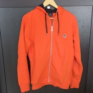 Men's Paul Smith Orange Classic Zip Up Hooded Sweatshirt - Size M Like New